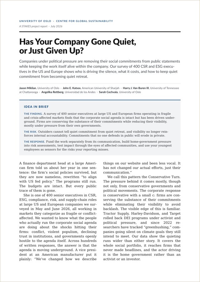 First page of the report Has Your Company Gone Quiet, or Just Given Up?